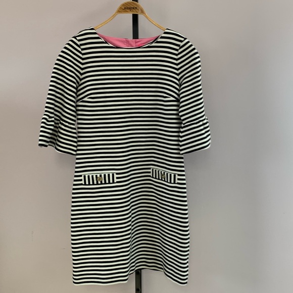 Lilly Pulitzer Dresses & Skirts - Lilly Pulitzer Alden Bell sleeve,, black and white striped dress size medium